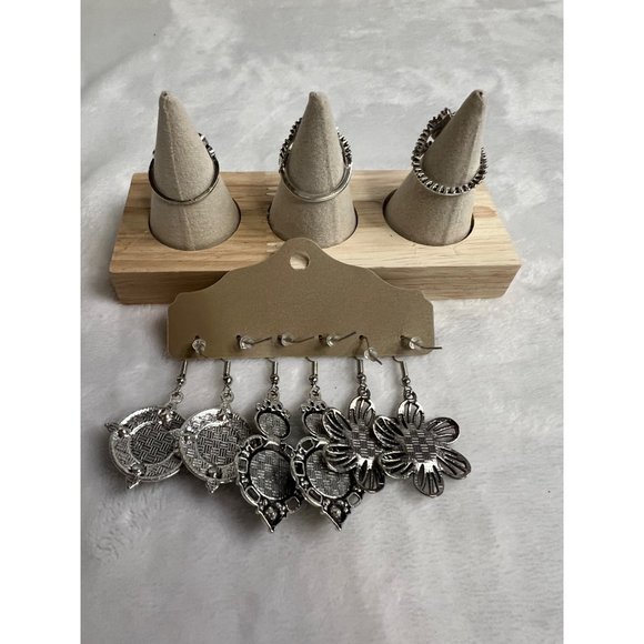 Ladies BOHO Turquoise Earrings and Ring Set of 6 - Picture 7 of 7